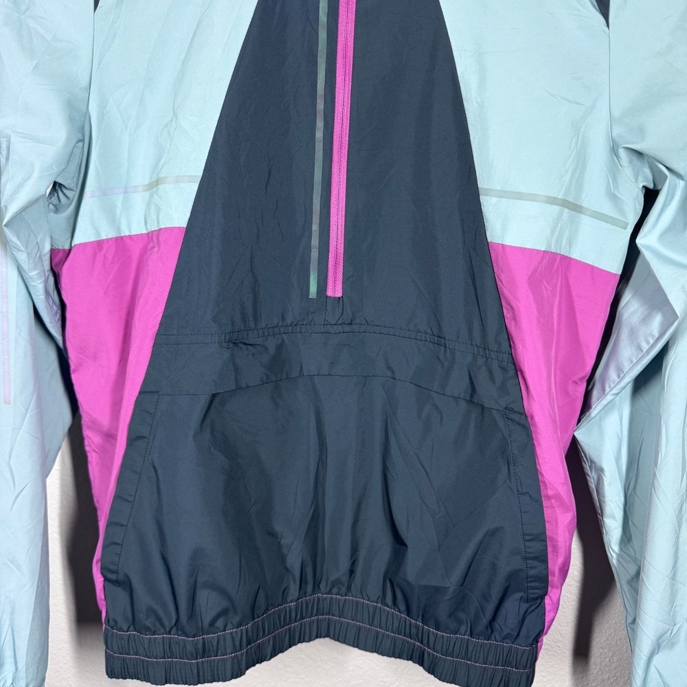 Asics Women S Half Zip Hooded Packable Reflective Windbreaker Blue Pink 2012B906 - Picture 10 of 11